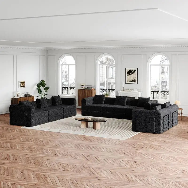8-Seater Convertible Chenille Sofa Bed