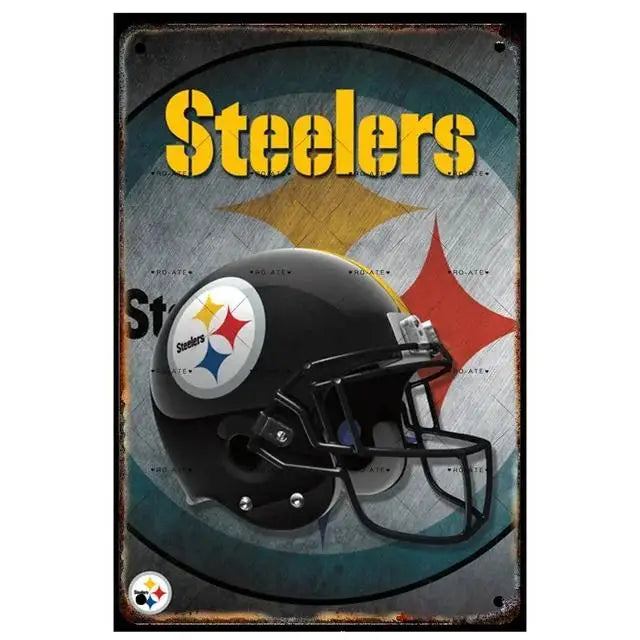 Vintage Football Helmet Metal Tin Sign