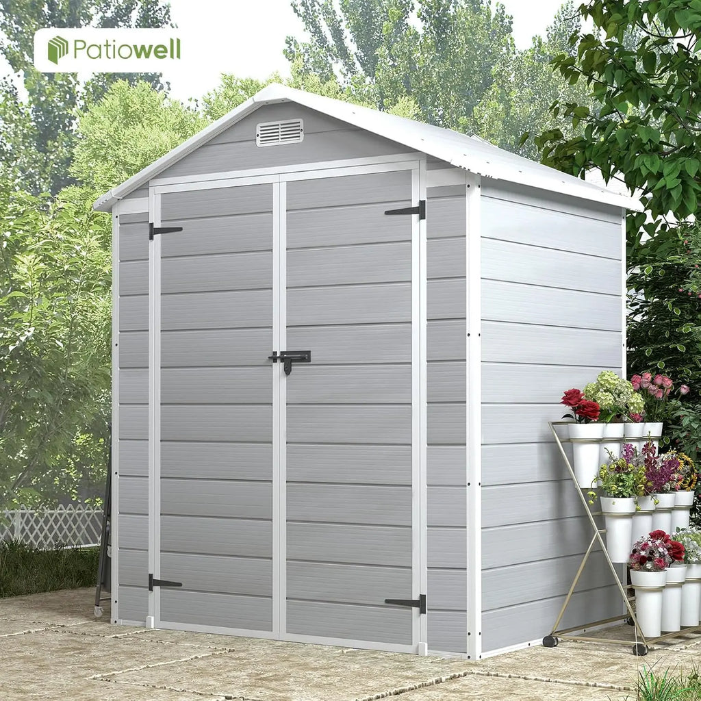 6x4 FT Plastic Outdoor Storage Shed with Floor