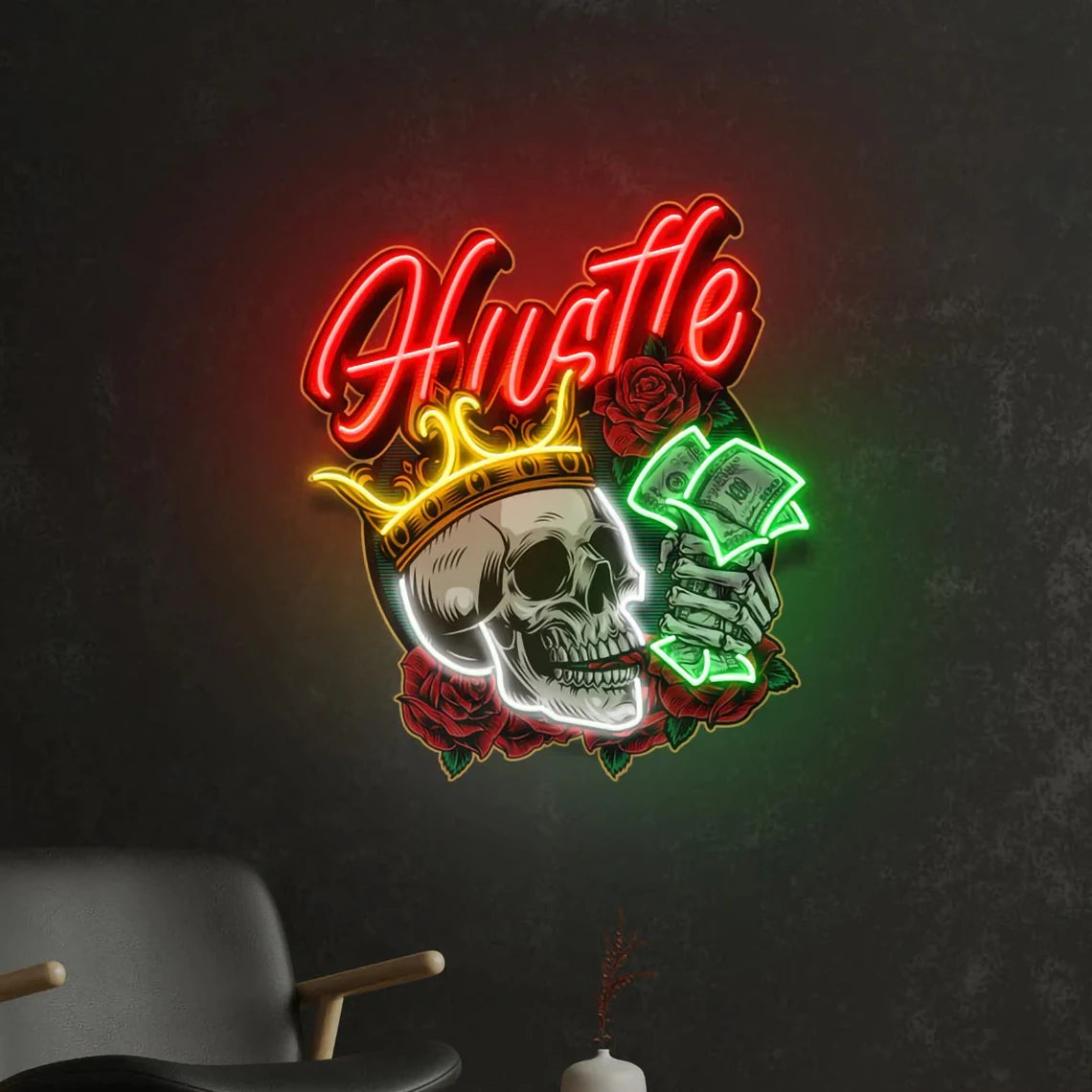 Rich Skull Neon Sign Wall Decor