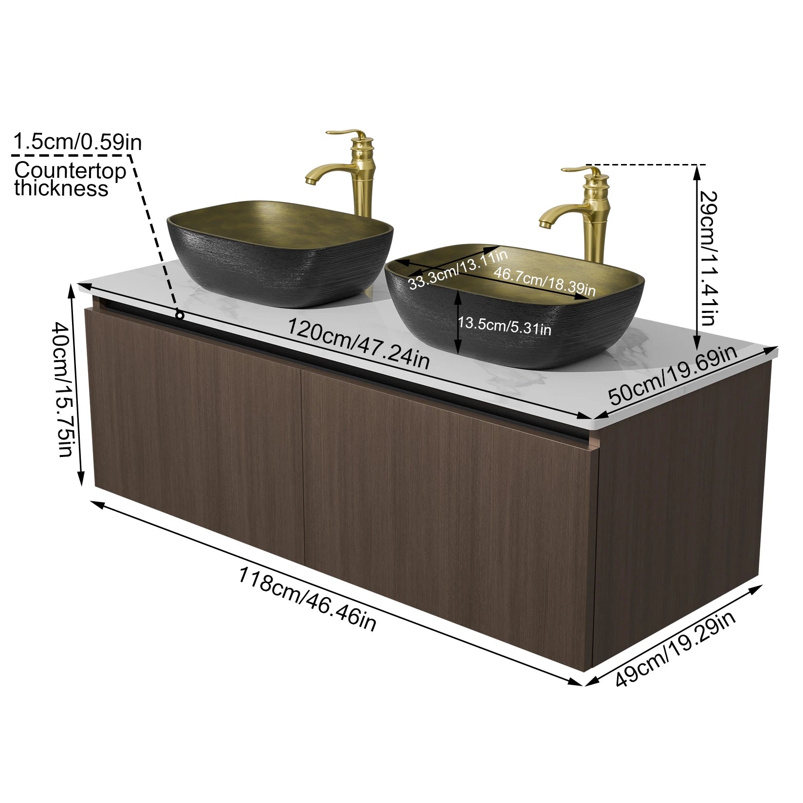 Floating Bathroom Vanity Sink Combo Wall Cabinet