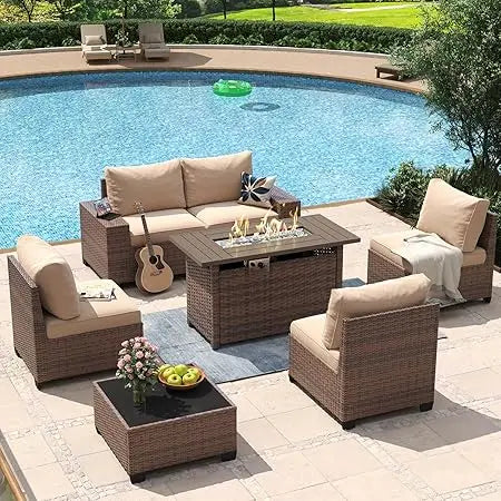7 Piece Patio  Set  & 44” Fire Pit Table