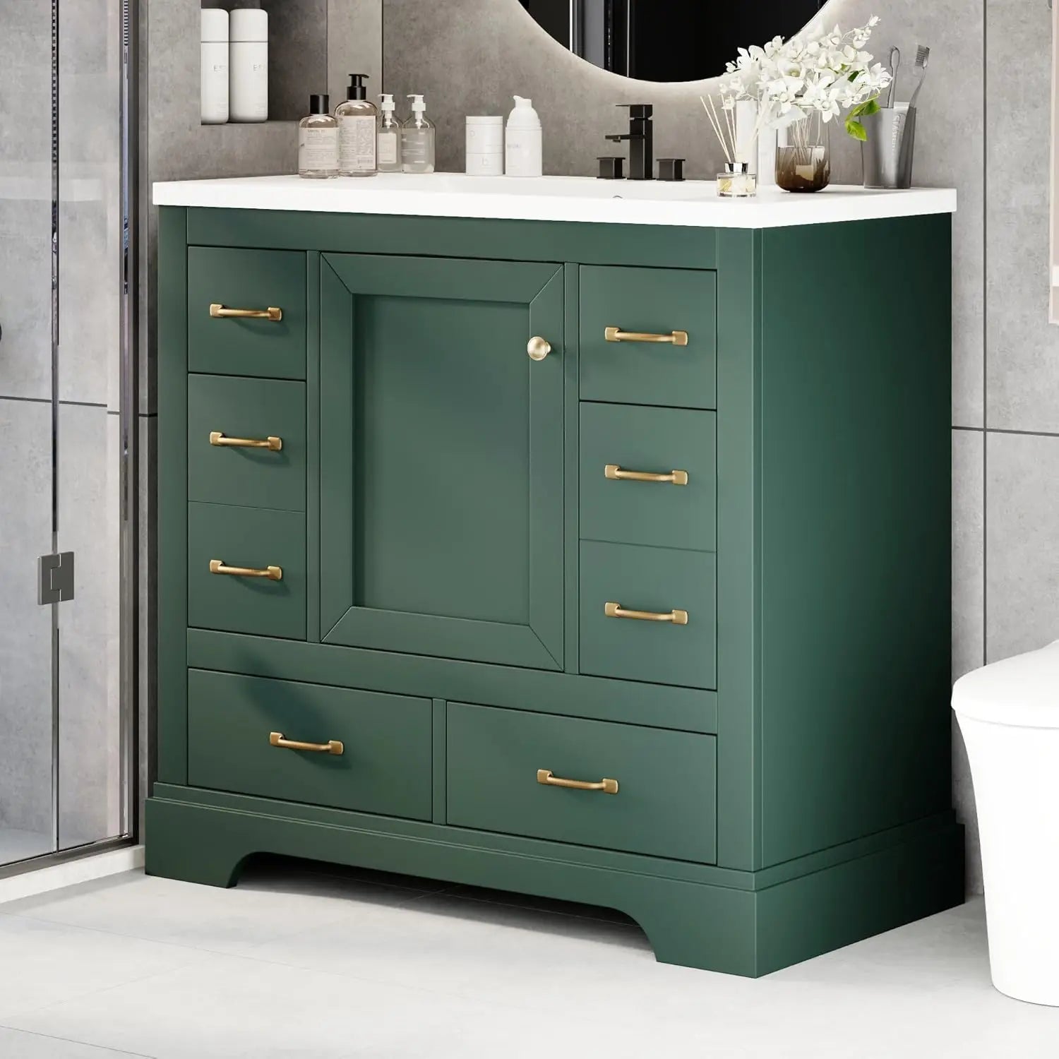 36" Vanity Bathroom Cabinet with Sink Top,