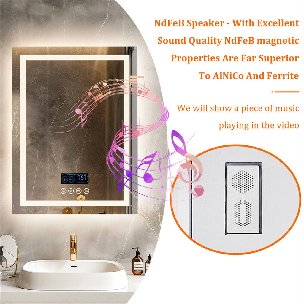 Smart LED Bathroom Mirror  w Bluetooth ,Anti-Fog