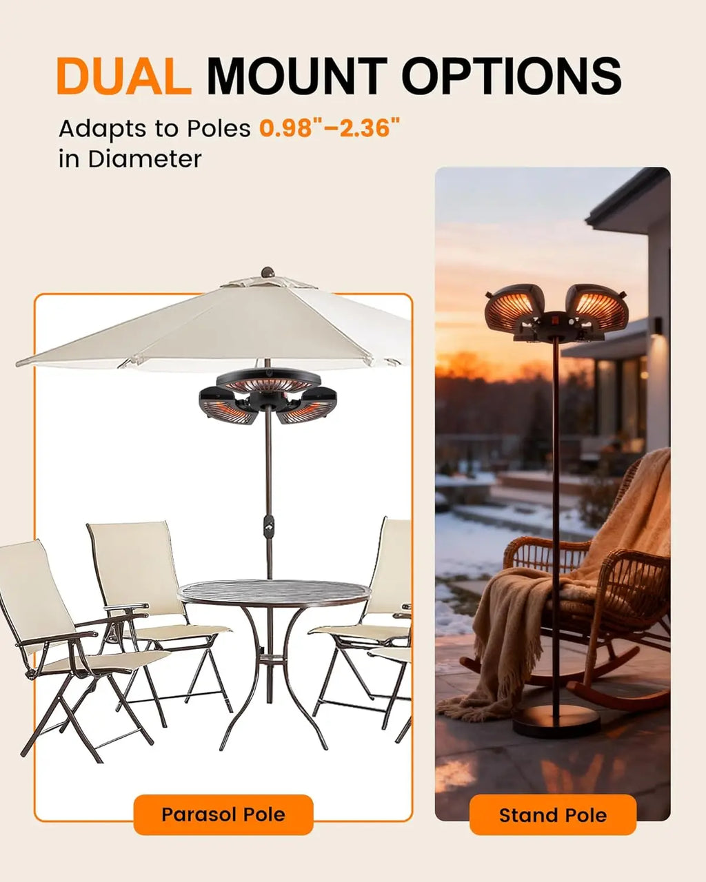 Outdoor Electric Patio Heater with 3 Heat Levels