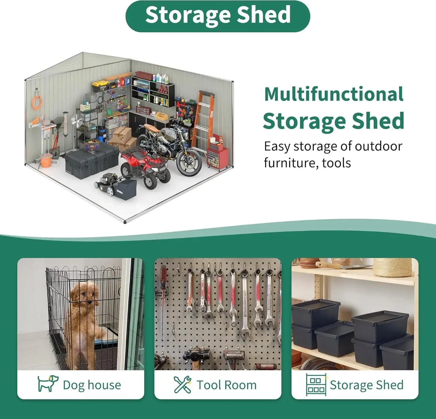 12x14 FT Outdoor Storage Shed, Garden Shed