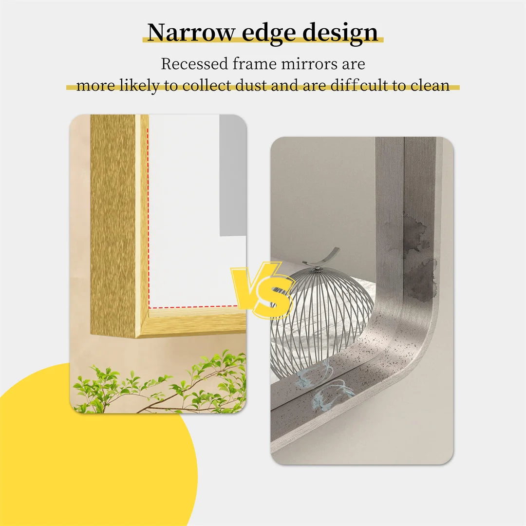 I Large Gold Framed Bathroom Mirror Fogless Smart Touch