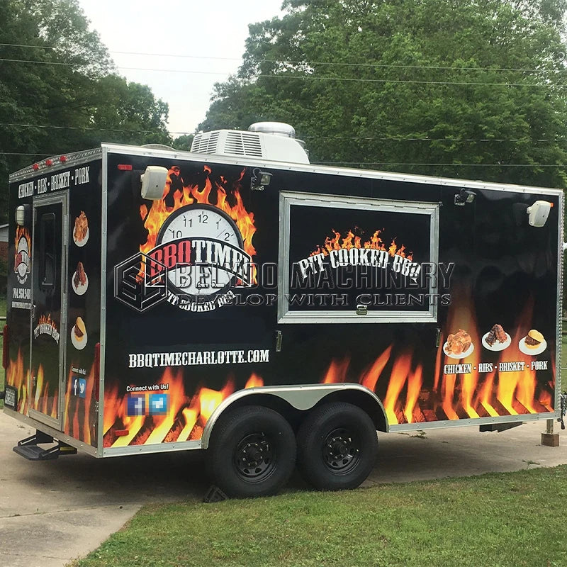 Customized Fast Food Trailer Dot Hotdog Pizza Burger
