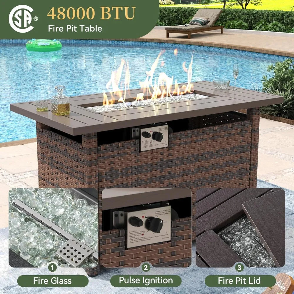 7 Piece Patio  Set  & 44” Fire Pit Table
