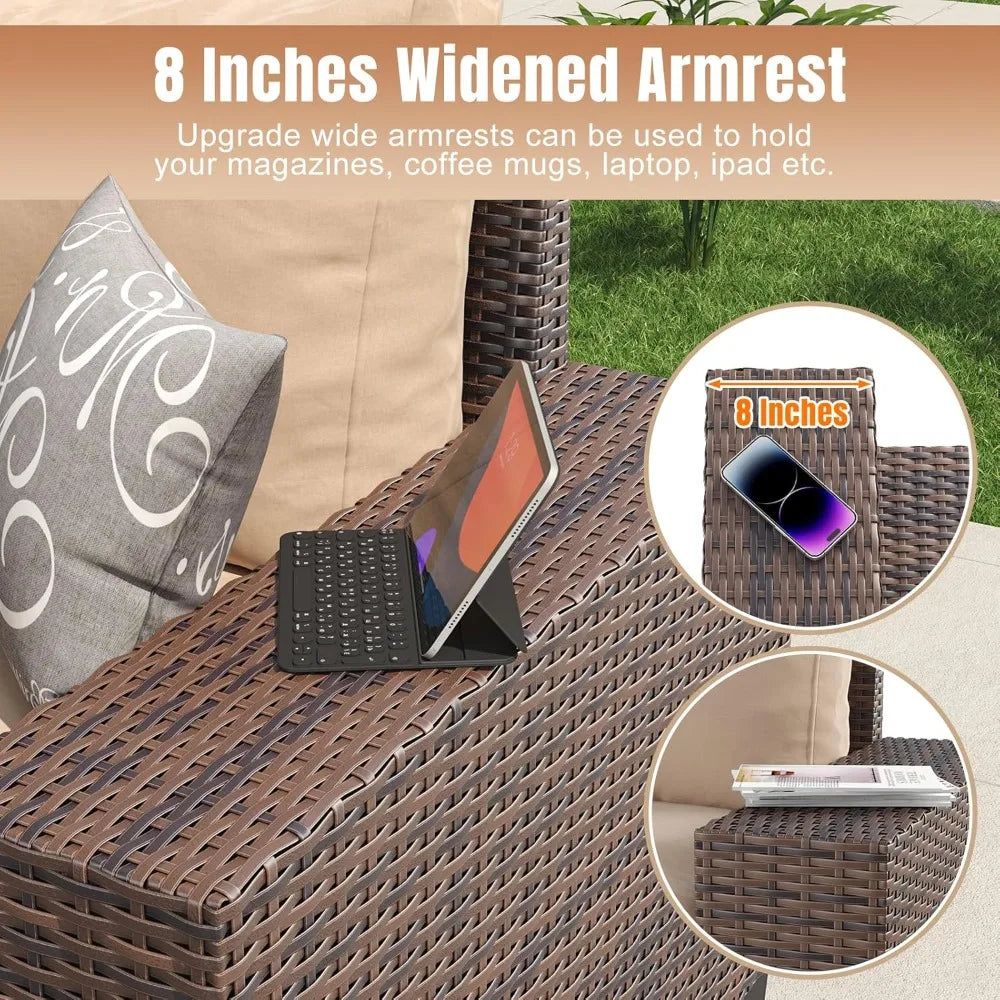 7 Pieces Patio Furniture Set with 44” Fire Pit