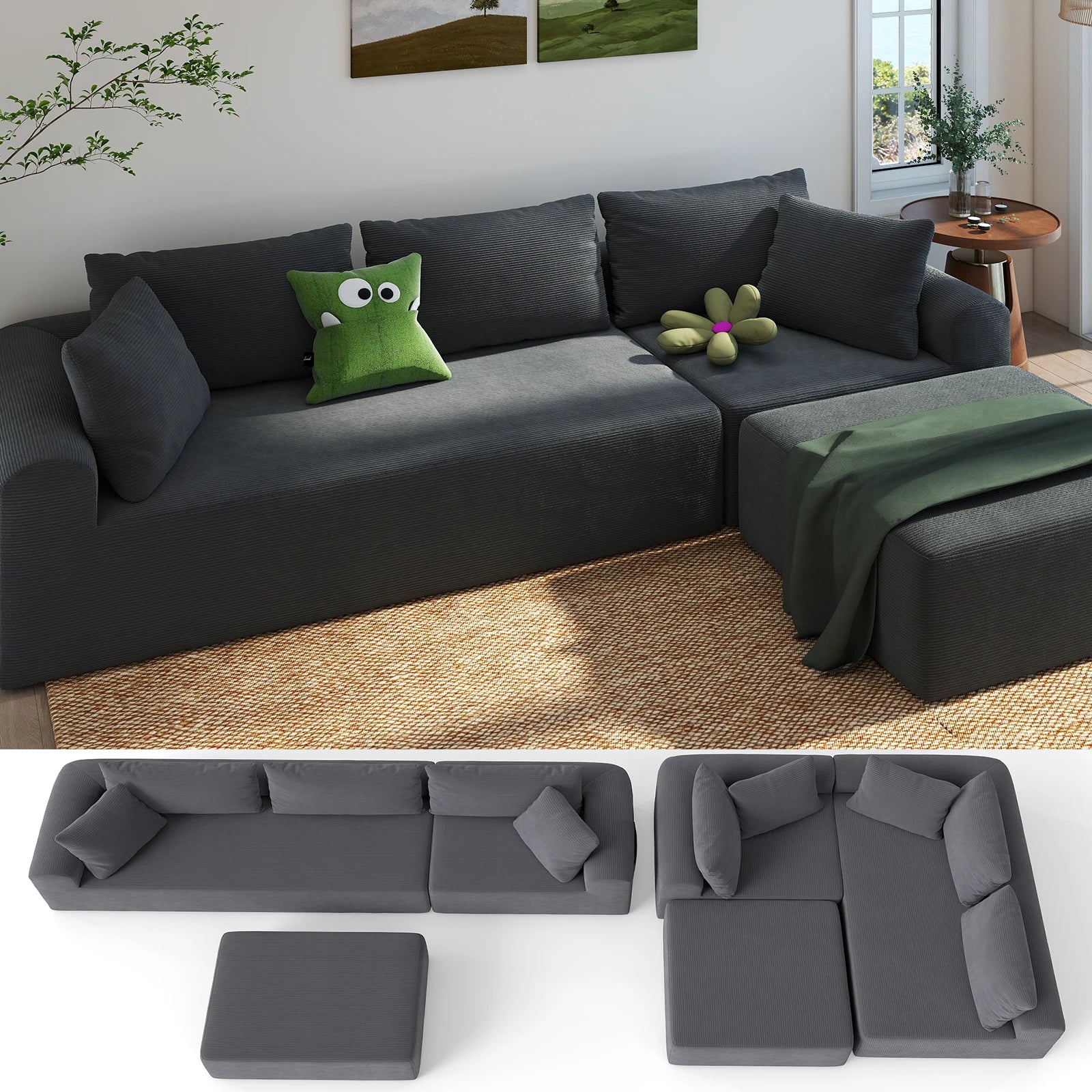 Modular Sectional Sofa with L-Shape Chaise
