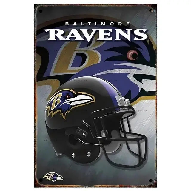 Vintage Football Helmet Metal Tin Sign