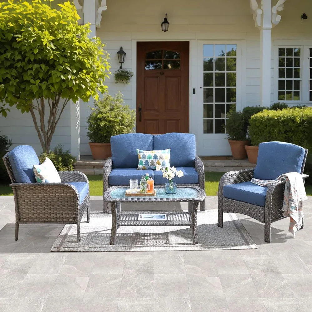 Patio Furniture Set Outdoor Wicker Sofa Loveseat Couch
