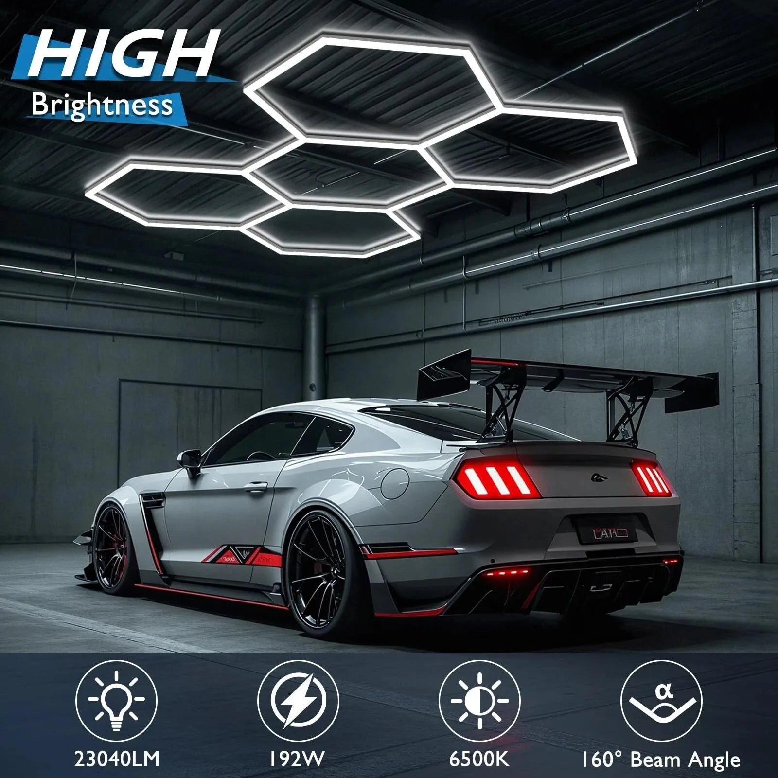 Garage Light 6500K Honeycomb Ceiling LED Tube Lighting