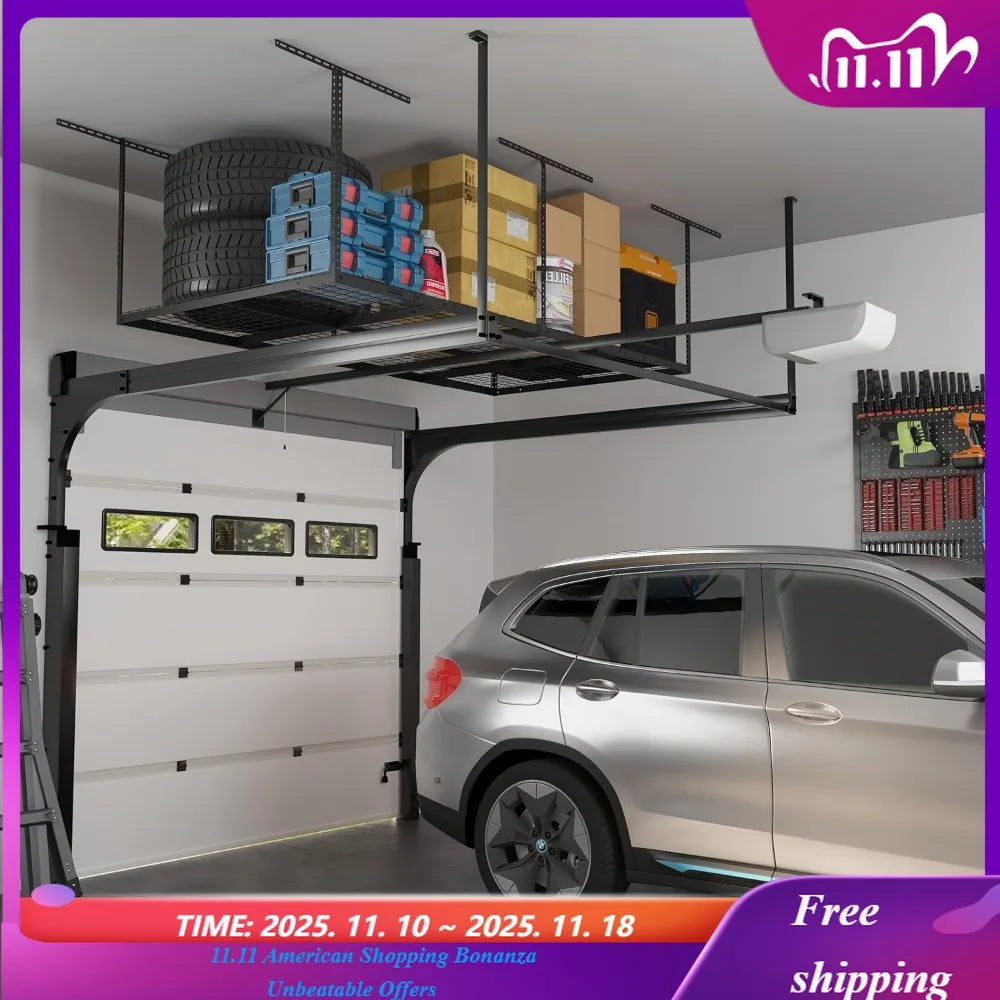 4x8 Overhead Garage Storage Rack, Adjustable