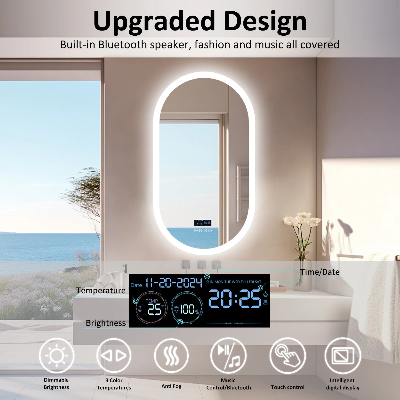 Lighted Bluetooth Bathroom Mirror Led Backlit