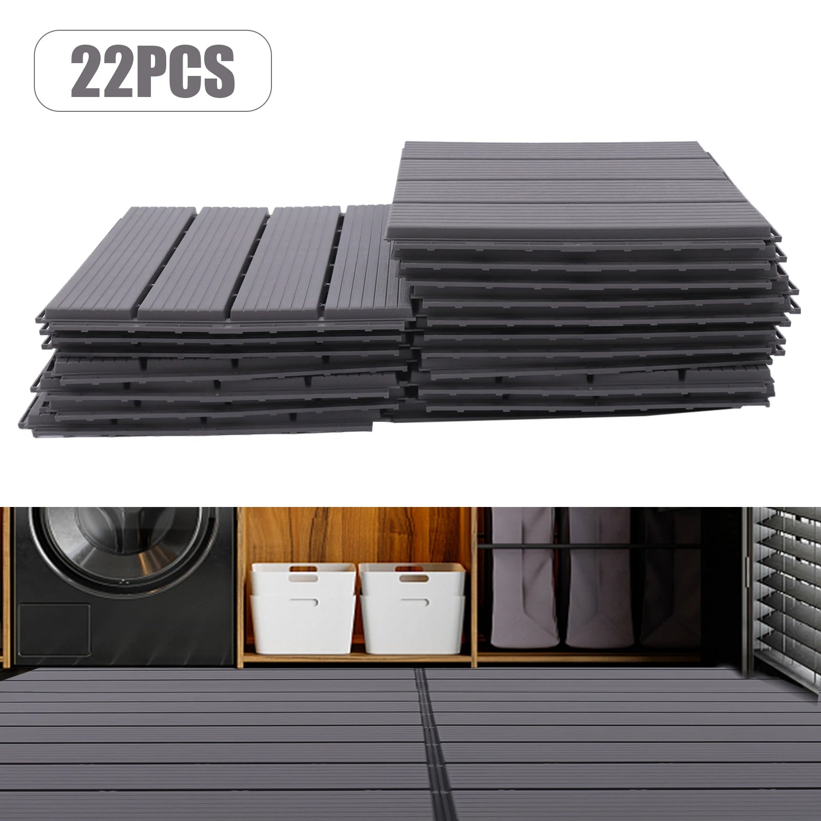 22 PCS Deck Tiles, 12”x12” Interlocking Decking Tiles