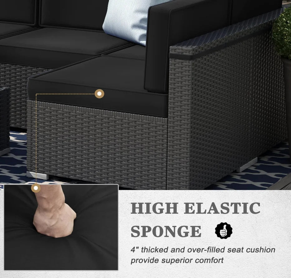 8 Pieces Patio Furniture Set  Gas Fire Pit Table,