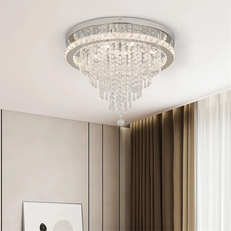Crystal Ceiling Lamp Smart Led  Chandelier Remote Control