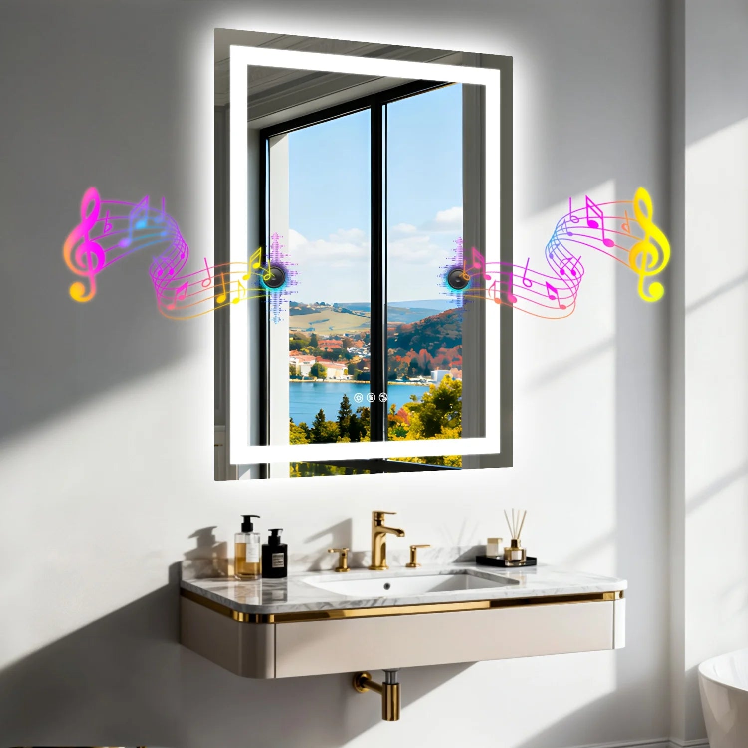 50/60/100/120CM LED Bathroom Mirror with Bluetooth Speaker