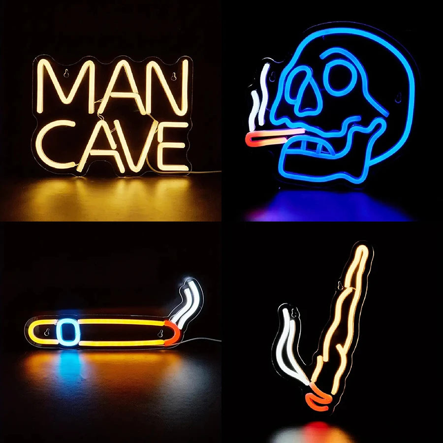 Skull Smoke Neon Light Sign Wall Decor,
