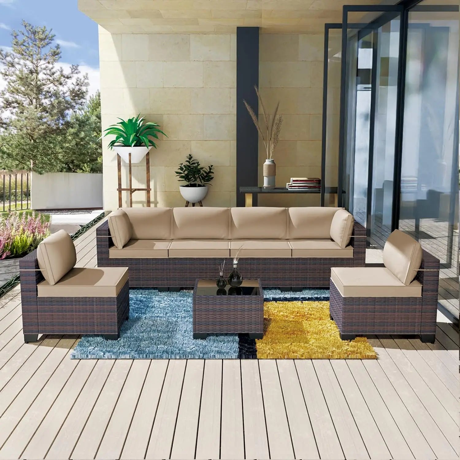 7 Pieces Outdoor Patio Furniture Set,Sectional