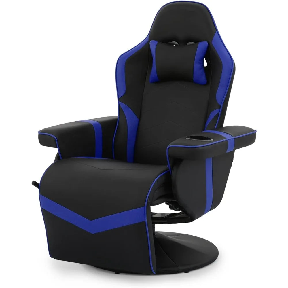 360° Swivel Gaming Recliner Chair, with Adjustable Backrest,