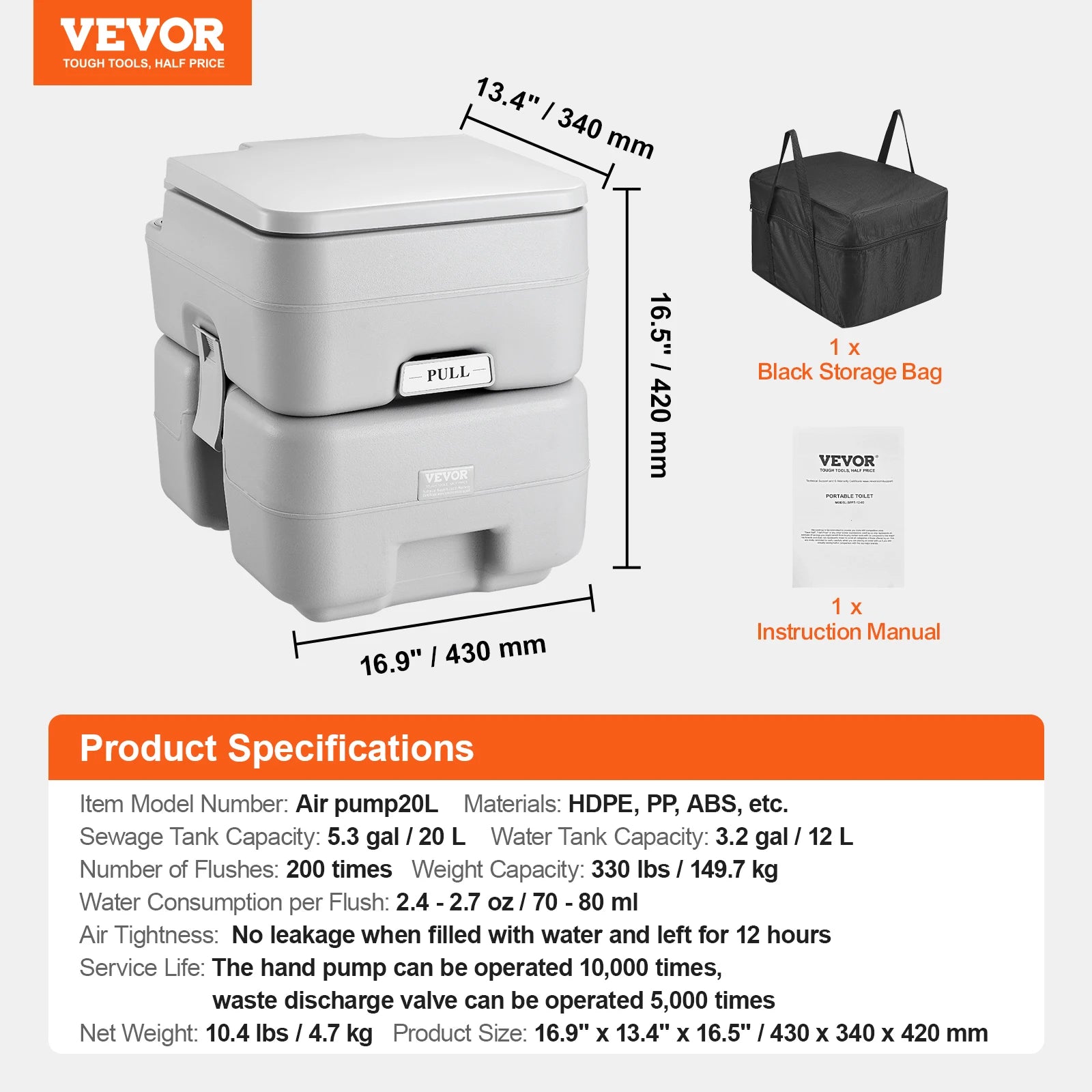 Portable Toilet for Camping Porta Potty Push-Button