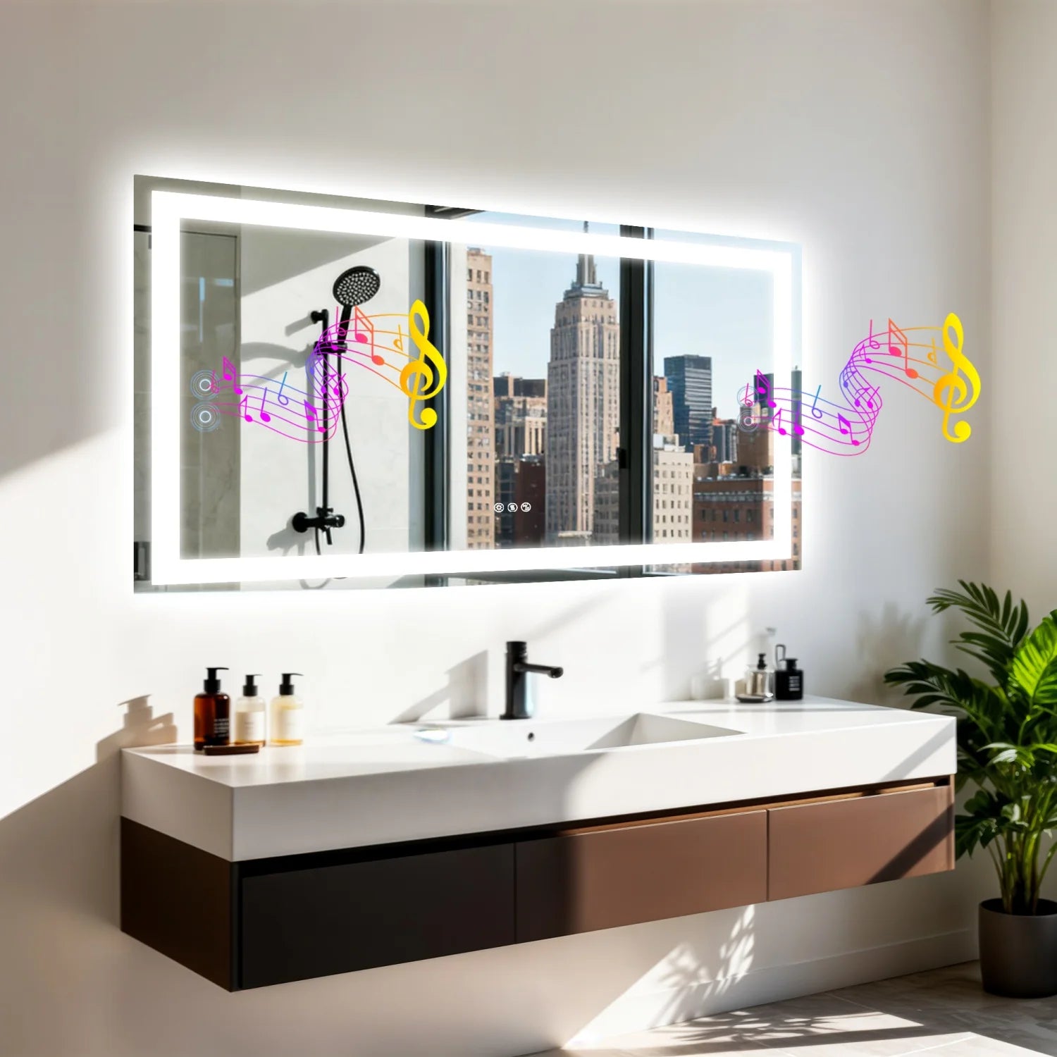 50/60/100/120CM LED Bathroom Mirror with Bluetooth Speaker