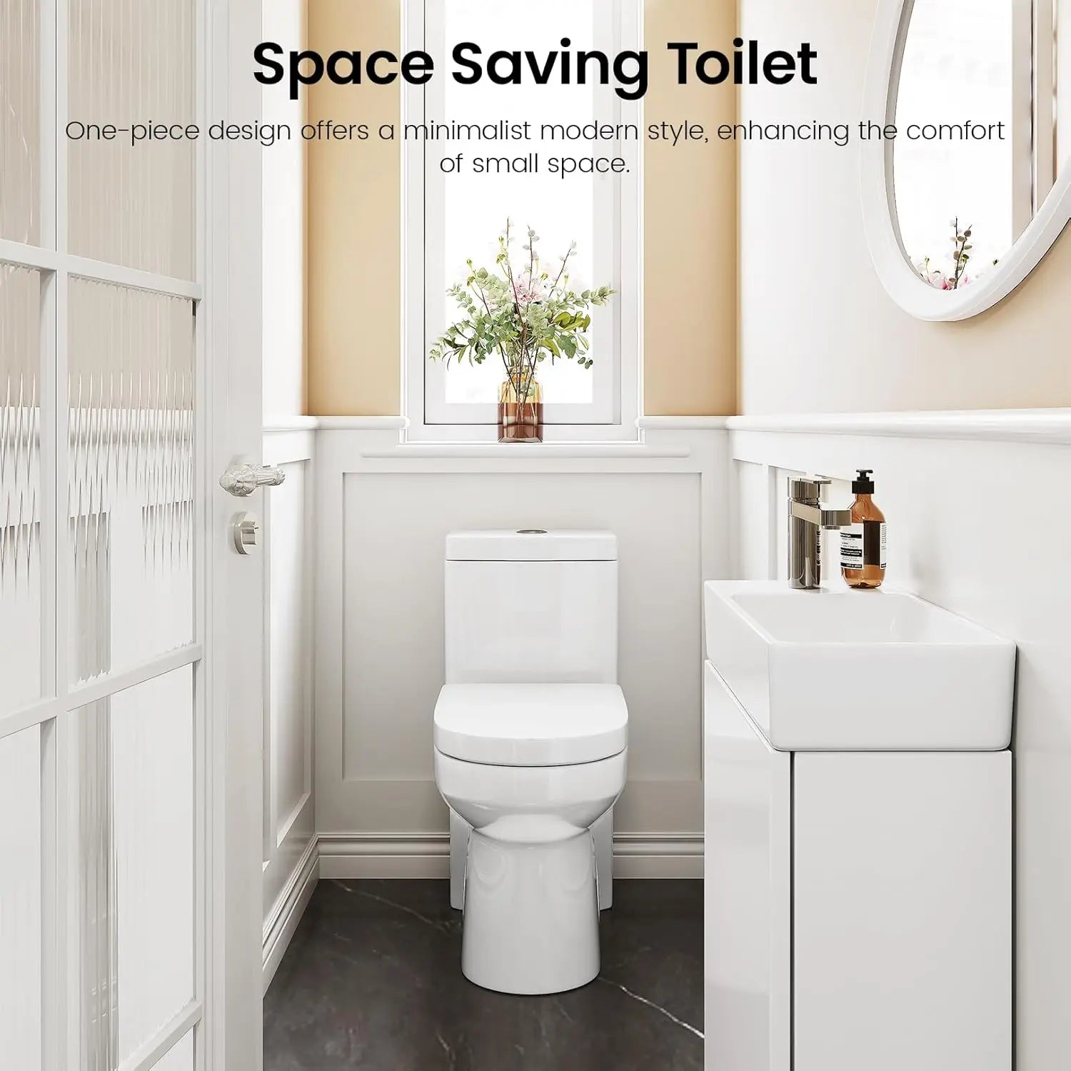 Compact One Piece Toilet for Bathroom, Space-Saving