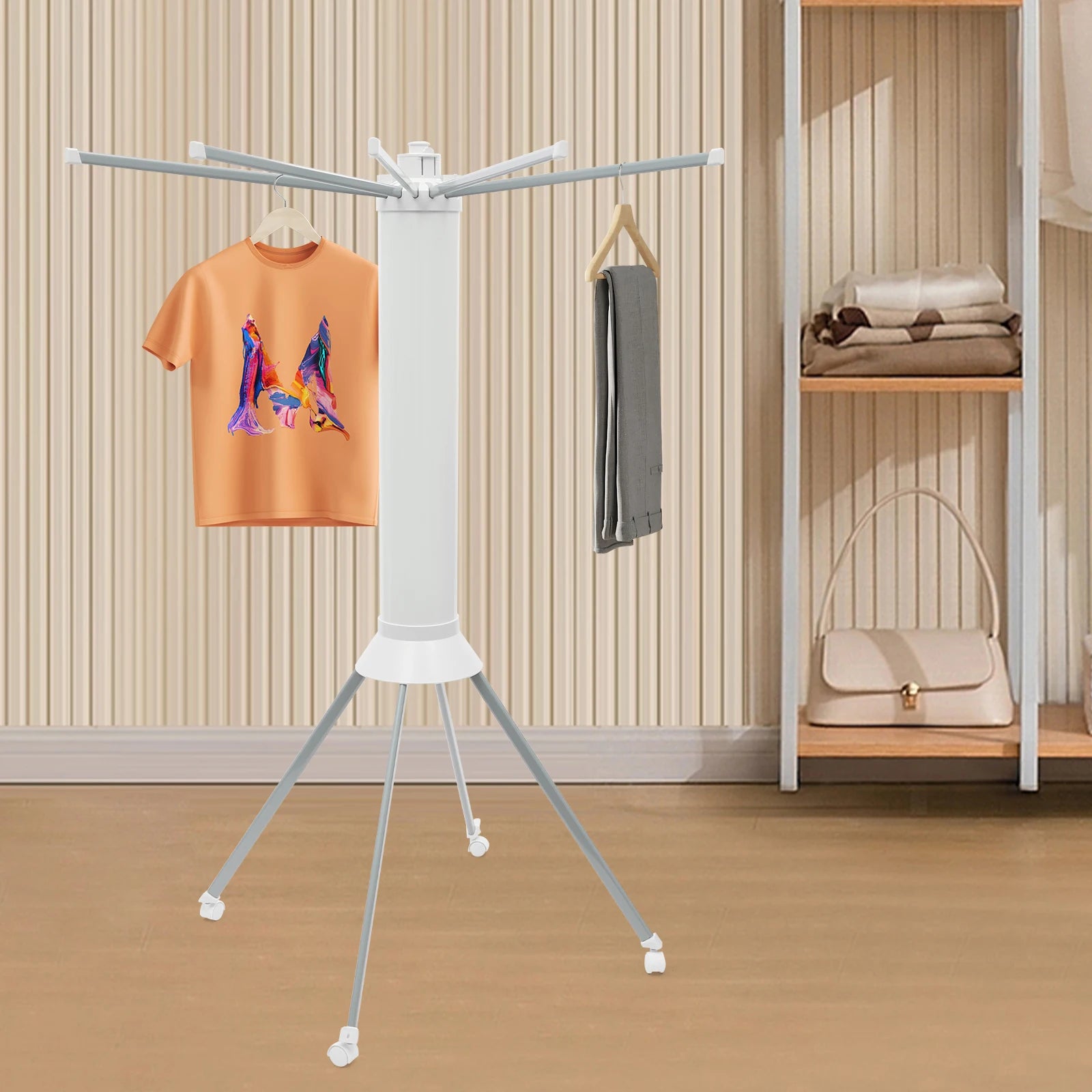 Clothes Drying Rack Anti-Rust Foldable Four-Legged