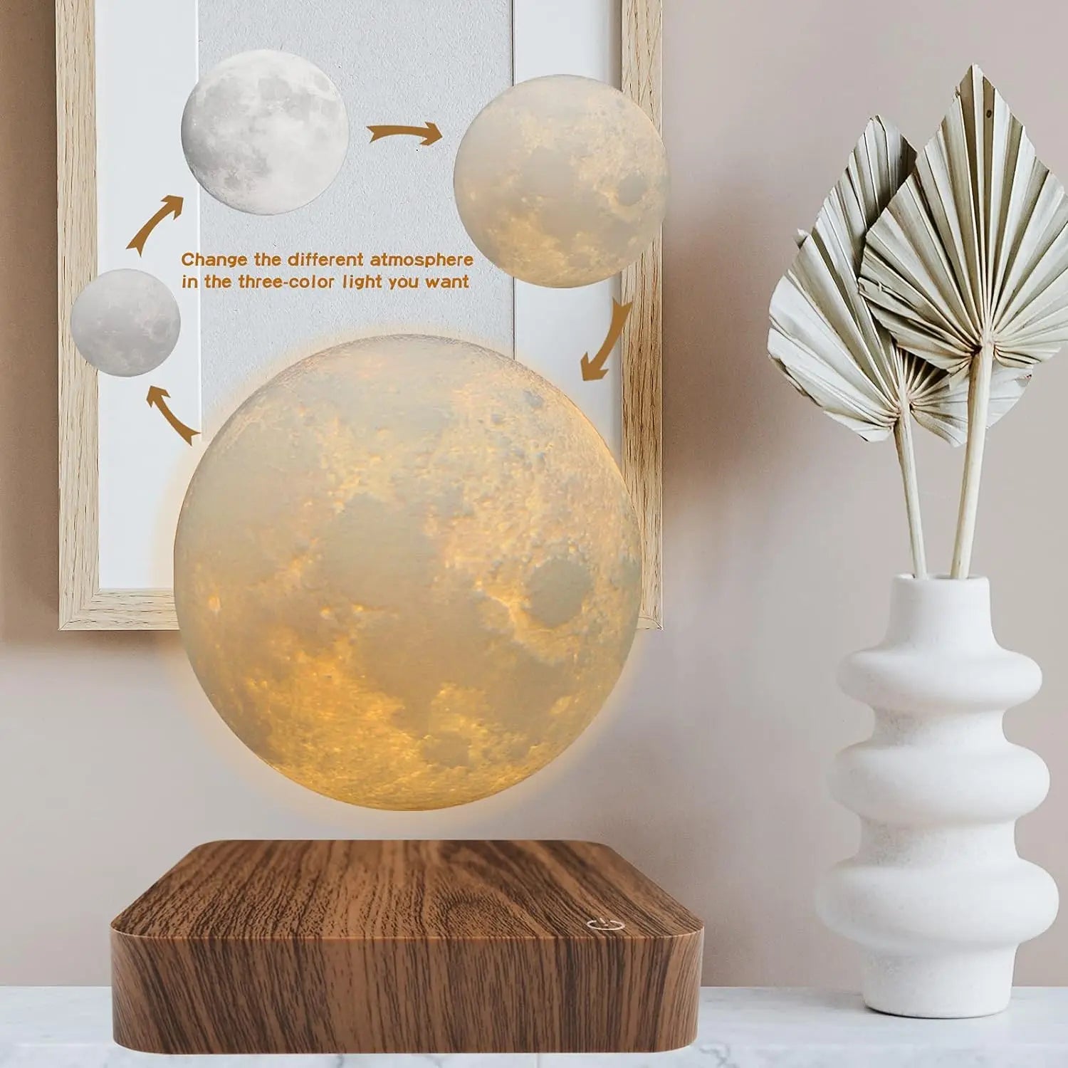 Magnetic Floating Rotating Moon Lamp, 3 Color