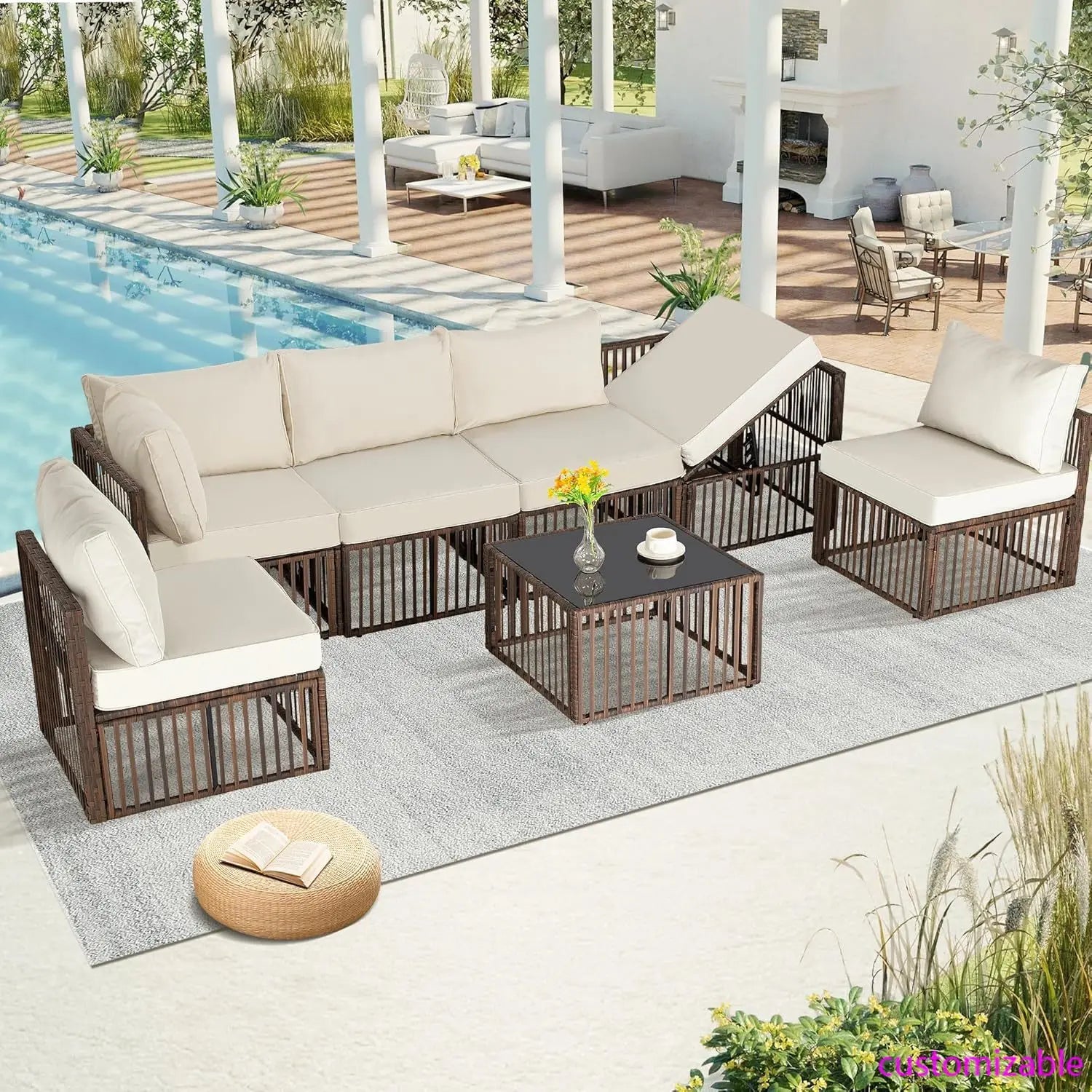 7 Pieces Outdoor Patio Furniture Set,