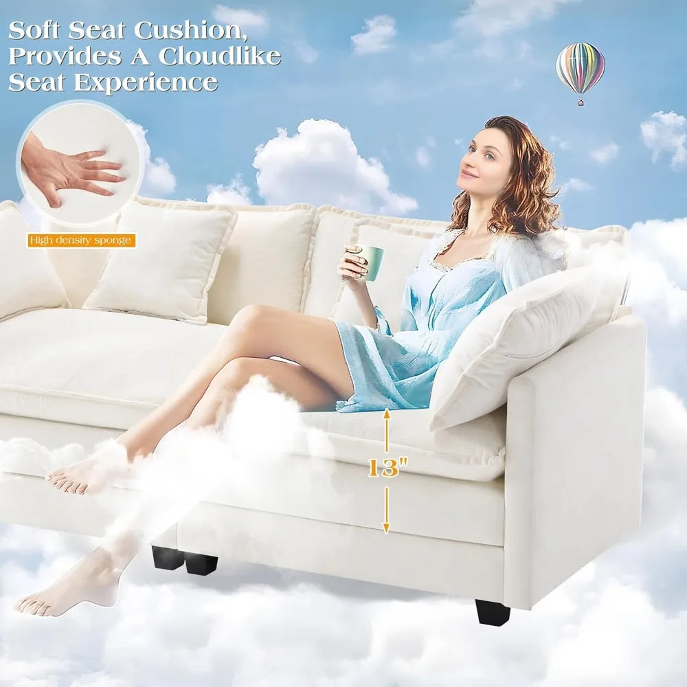 Chenille Fabric Sectional Sofa 2 Seater Deep Seat Loveseat