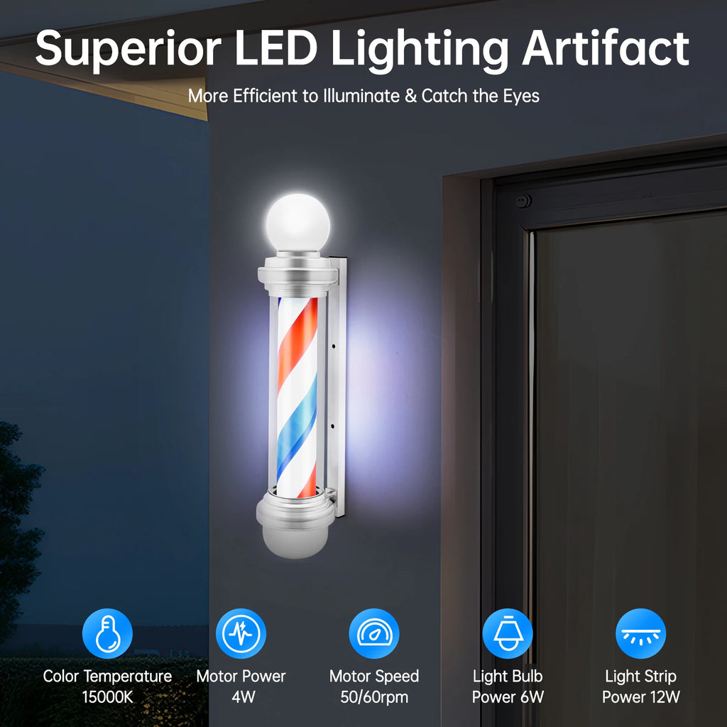 LED Barber Pole Sign with Rotating Effect,