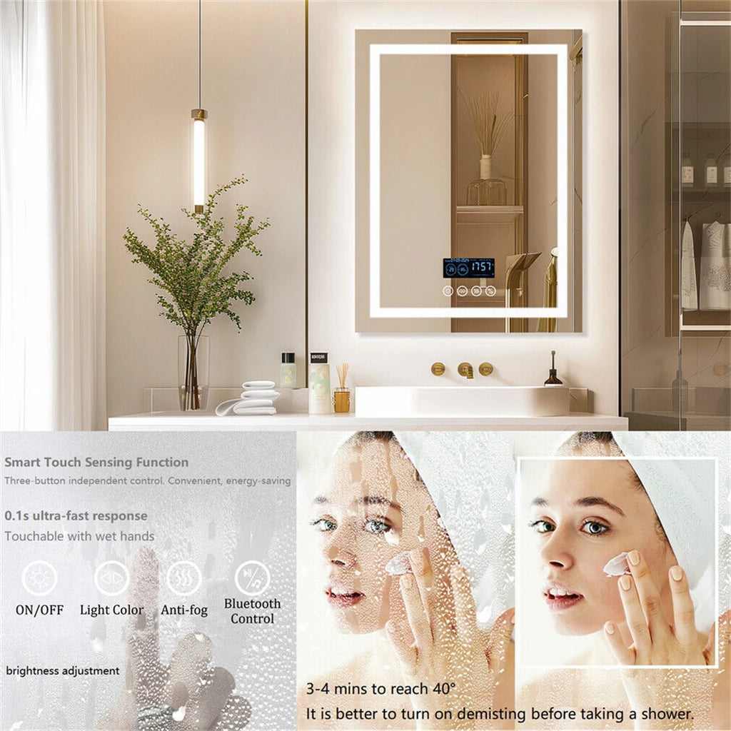 Smart LED Bathroom Mirror  w Bluetooth ,Anti-Fog