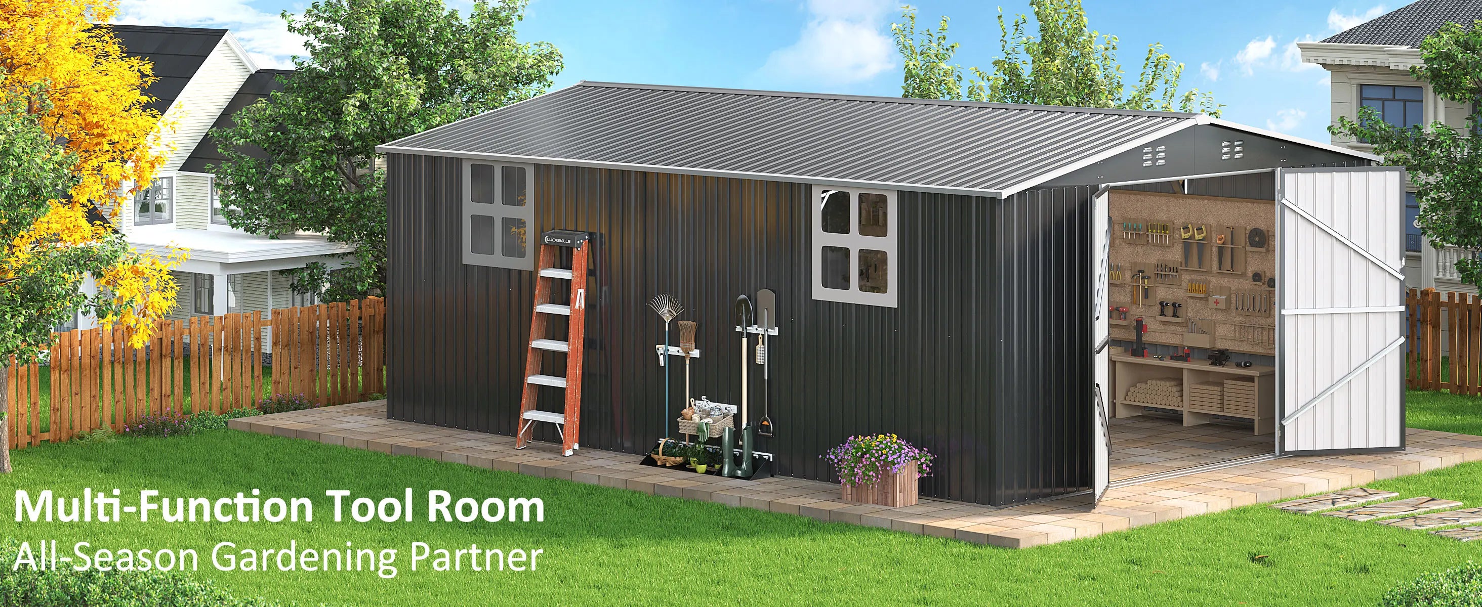 VIWAT 10x10~12x18FT Outdoor Metal Storage