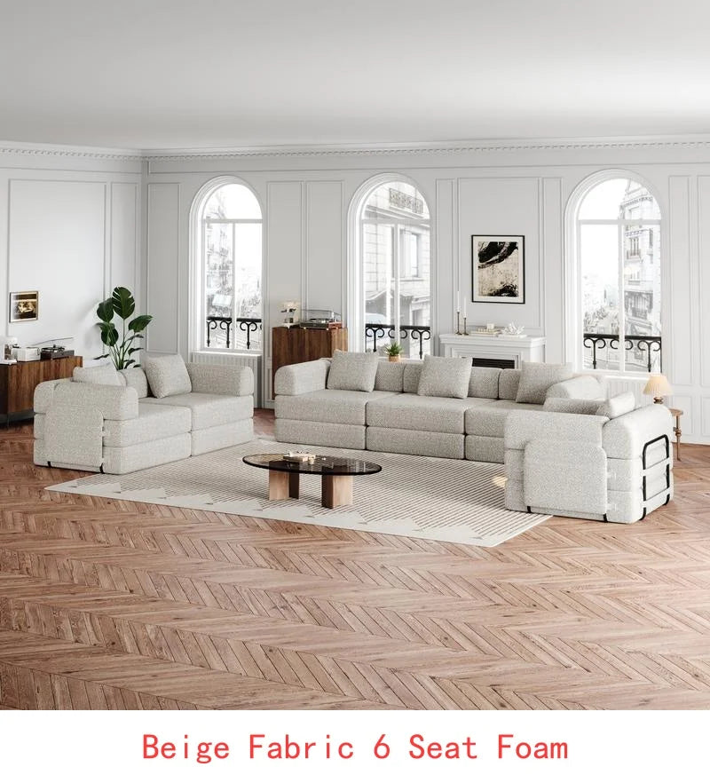 8-Seater Convertible Chenille Sofa Bed