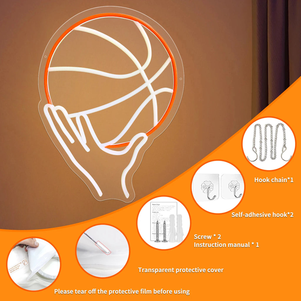 Basketball neon sign for wall decoration,