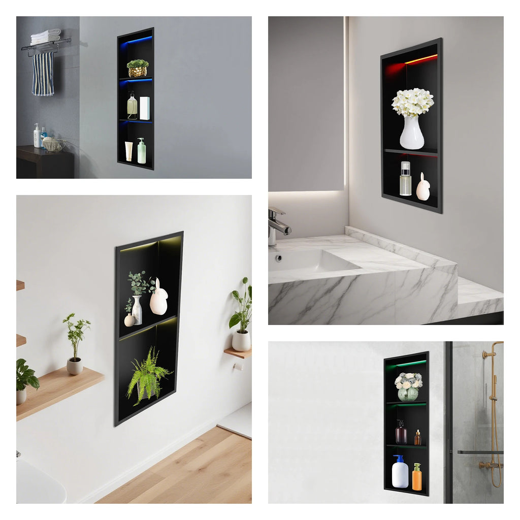 Stainless Steel Recessed Wall Niche with RGB Light