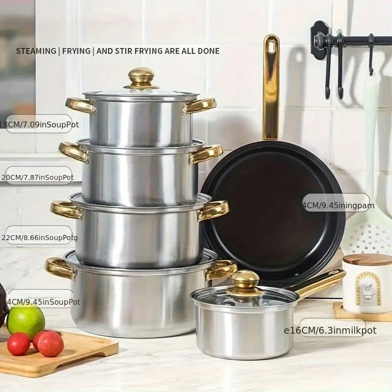 12-Piece Nonstick Fry Pan Set - Stainless Steel