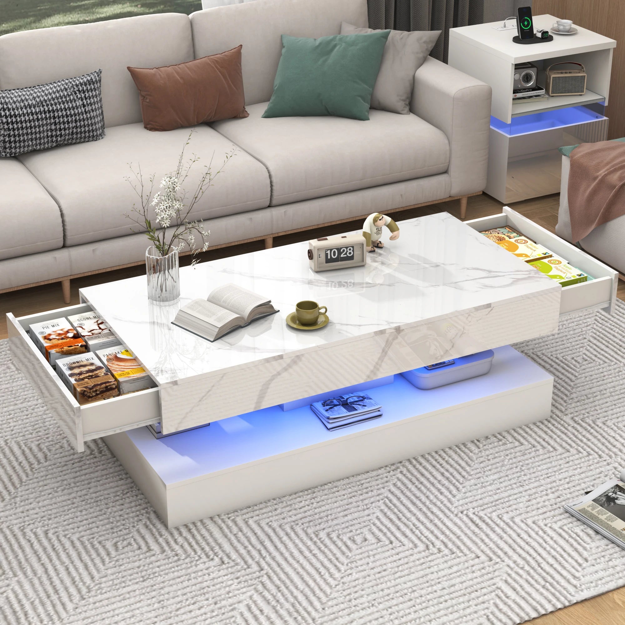 Modern Stylish Coffee Table with LED lights,