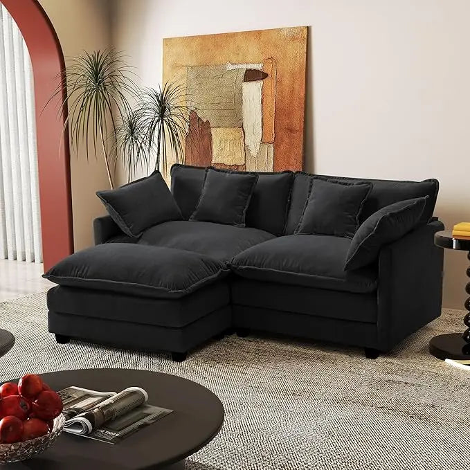 Chenille Fabric Sectional Sofa 2 Seater Deep Seat Loveseat