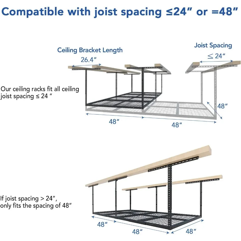 4x8 Overhead Garage Storage Rack, Adjustable