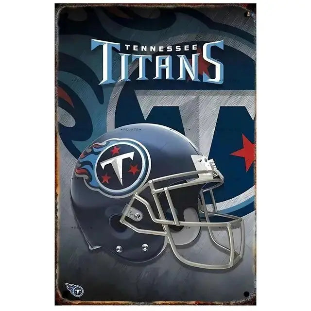 Vintage Football Helmet Metal Tin Sign