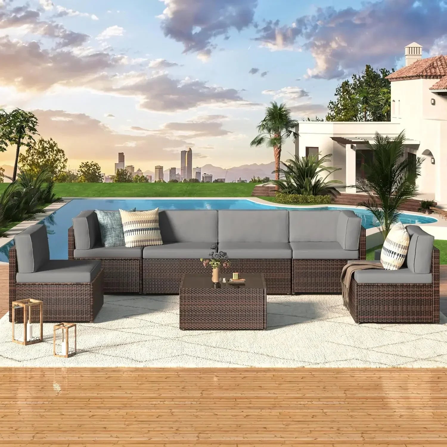 7 Piece Outdoor Patio Furniture Set
