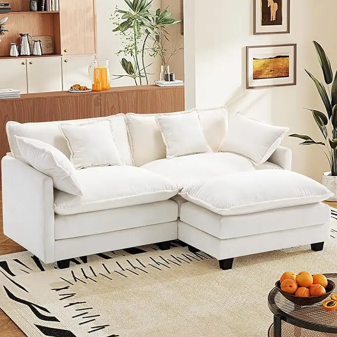 Chenille Fabric Sectional Sofa 2 Seater Deep Seat Loveseat