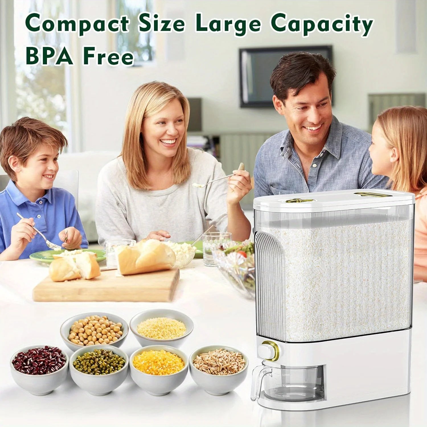 5kg/10kg Rice Dispense Storage Container with Measuring Cup
