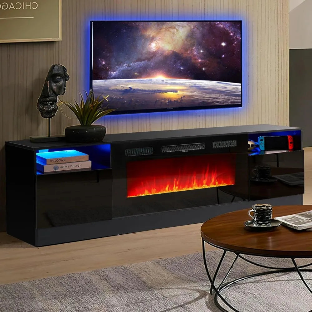 36" Electric Fireplace TV Stand with LED Lights