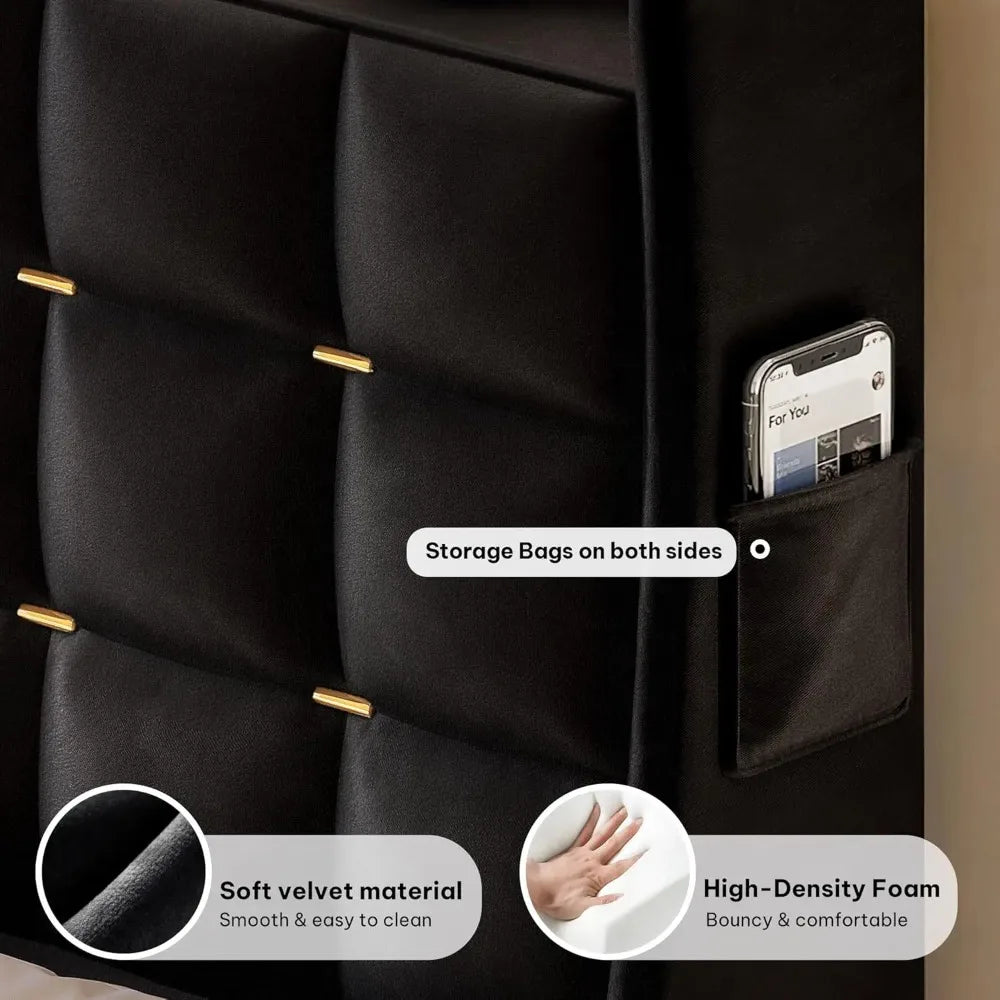 Queen/king Bed Frame with LED Lights 4 Drawers,